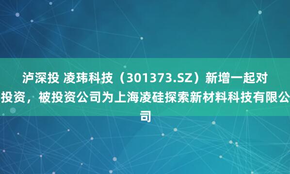 泸深投 凌玮科技（301373.SZ）新增一起对外投资，被投资公司为上海凌硅探索新材料科技有限公司